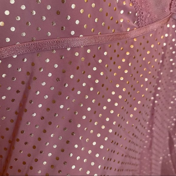 GUC Victorias Secret pink with gold polka dots negligee size XL - Picture 5 of 5